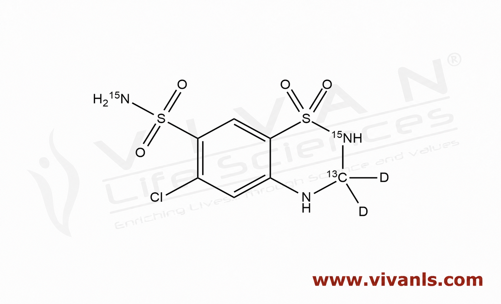 Stable Isotope Labeled Compounds-Hydrochlorothiazide-13C 15N2-d2-1784717898.png